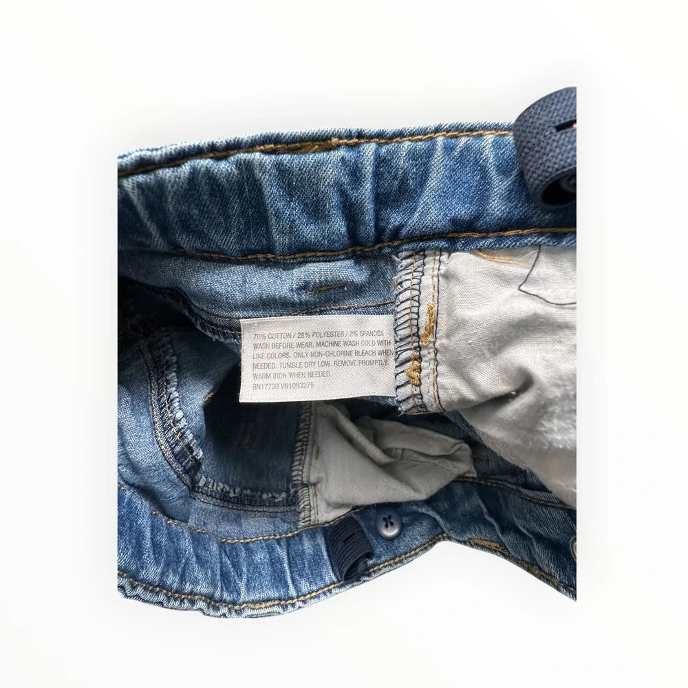 Cherokee Denim Shorts Girls 6/6X Blue Light Wash Cuffed Adjustable Waist Stretch